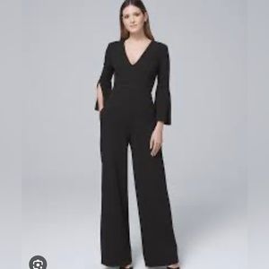 NWT Badgley Mischka Bell-Sleeve Black Wide-Leg Jumpsuit